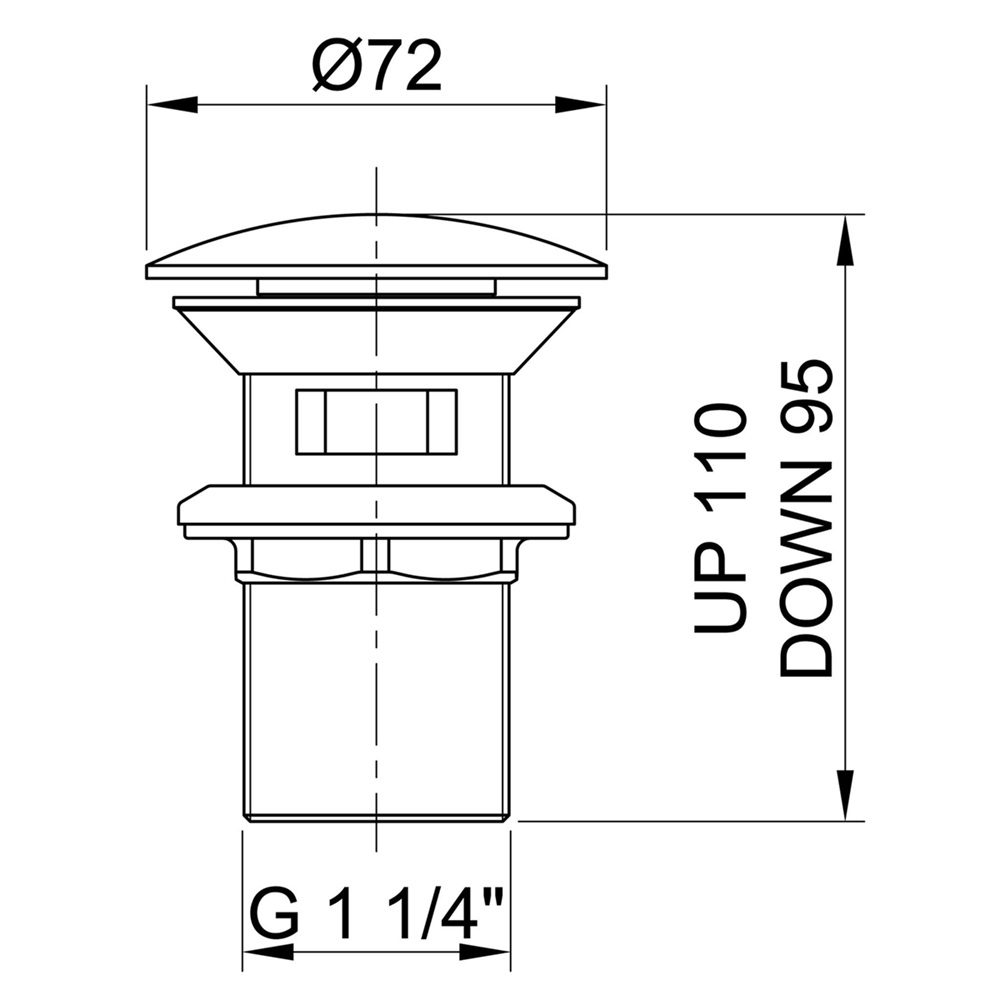 MINIMAL korek umywalkowy zamykany, klik-klak, 5/4'', duży grzybek, stal nierdzewna MINIMAL korek umywalkowy zamykany, klik-klak, 5/4'', duży grzybek, stal nierdzewna