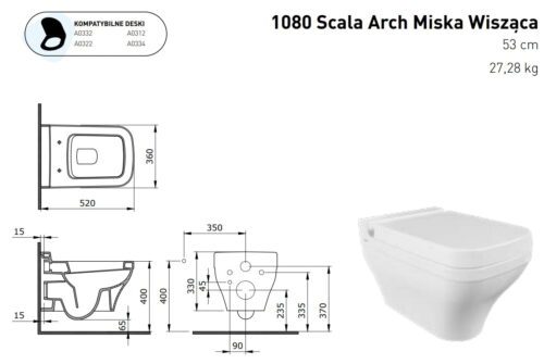 Scala Arch misa WC z deską kolor biały