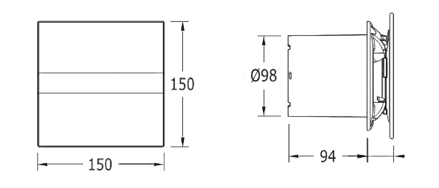 E-100 GBTHwentylator łazienkowy osiowy z automatem 4W/8W wylot 100mm czarny E-100 GBTHwentylator łazienkowy osiowy z automatem 4W/8W wylot 100mm czarny