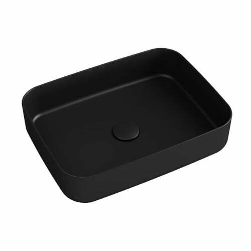 INFINITY RECTANGLE umywalka ceramiczna nablatowa 50×36 cm czarny mat