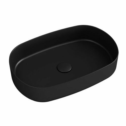 INFINITY OVAL umywalka ceramiczna nablatowa 55×36 cm czarny mat