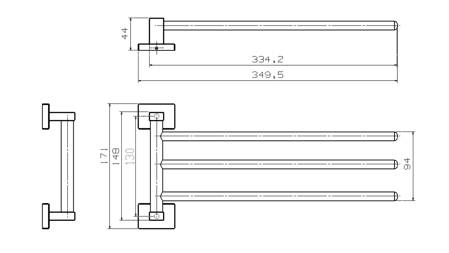 APOLLO potrójny wieszak na ręczniki chrom APOLLO potrójny wieszak na ręczniki chrom