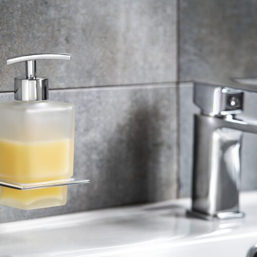 APOLLO dozownik mydła wiszący chrom/mleczne szkło