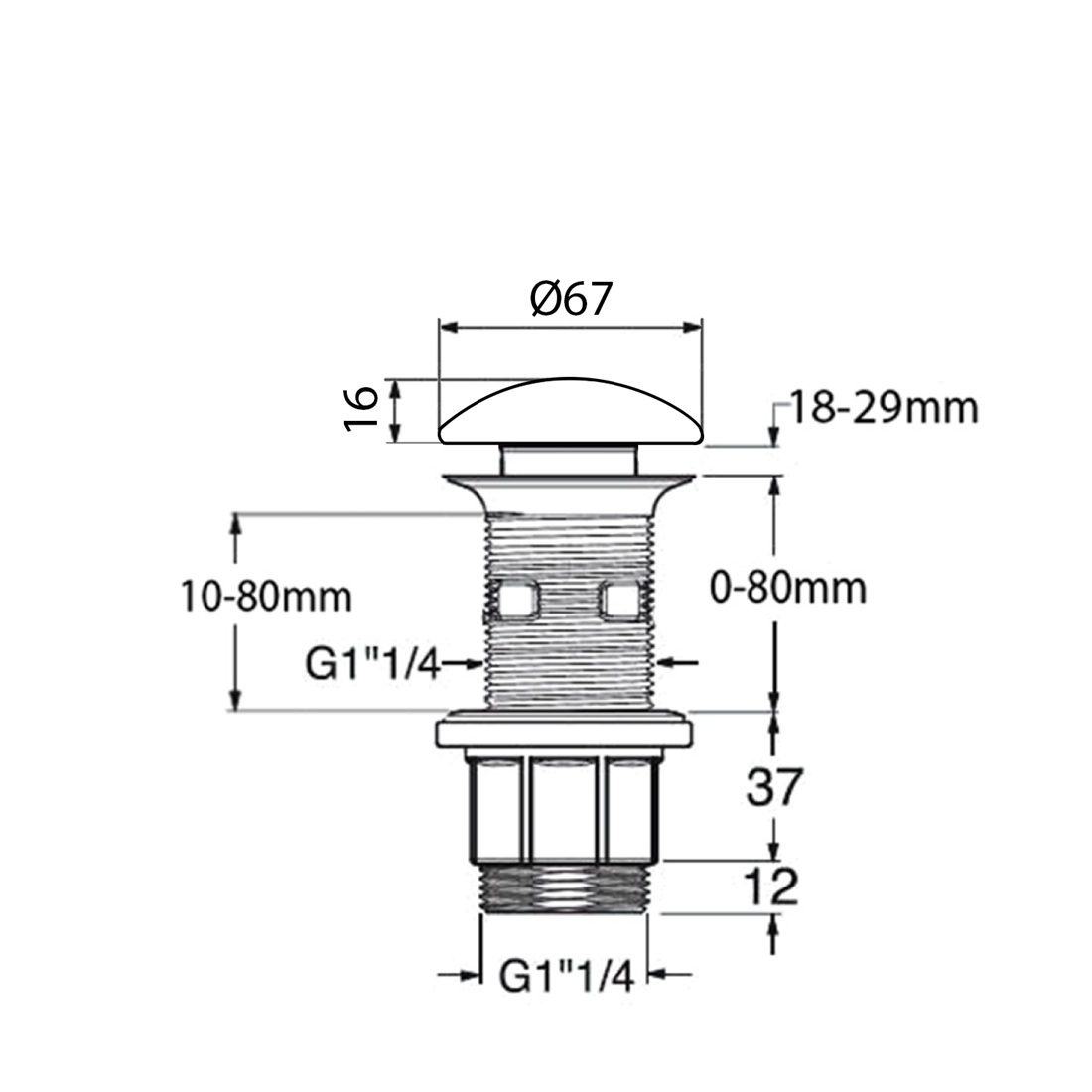 BLOK korek umywalkowy 5/4" klik-klak czarny dekielek marquin mat BLOK korek umywalkowy 5/4" klik-klak czarny dekielek marquin mat