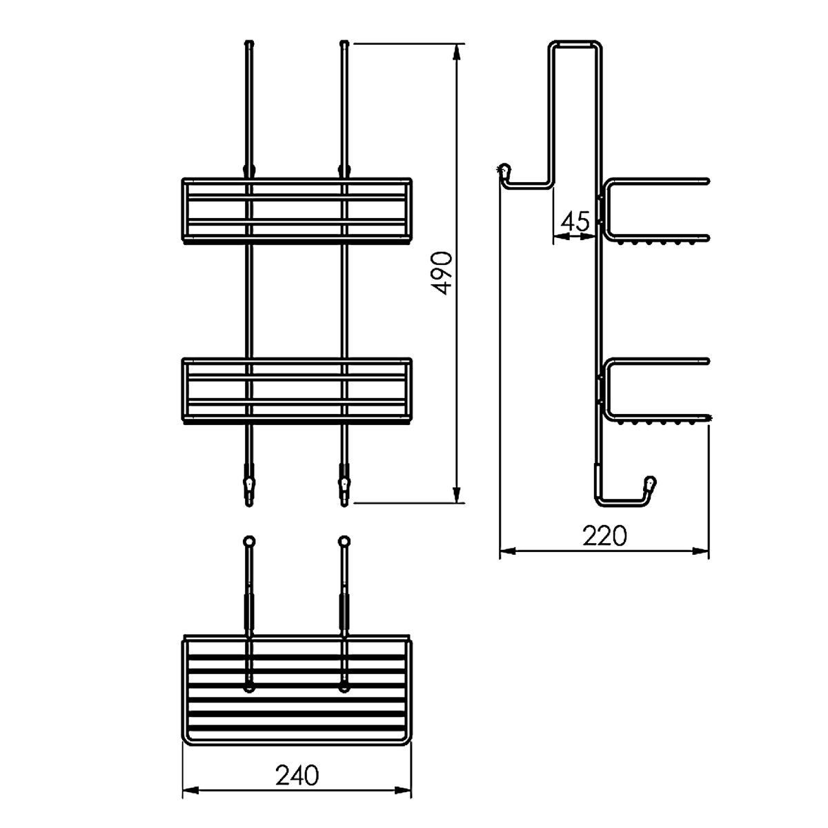 CHROM LINE półka druciana prysznicowa 240x490x220mm chrom CHROM LINE półka druciana prysznicowa 240x490x220mm chrom