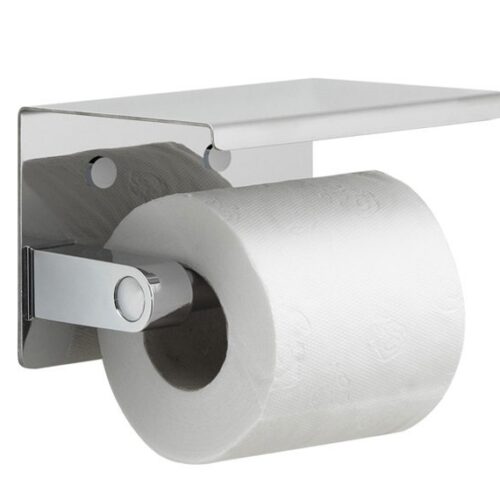Wieszak na papier toaletowy z półką chrom