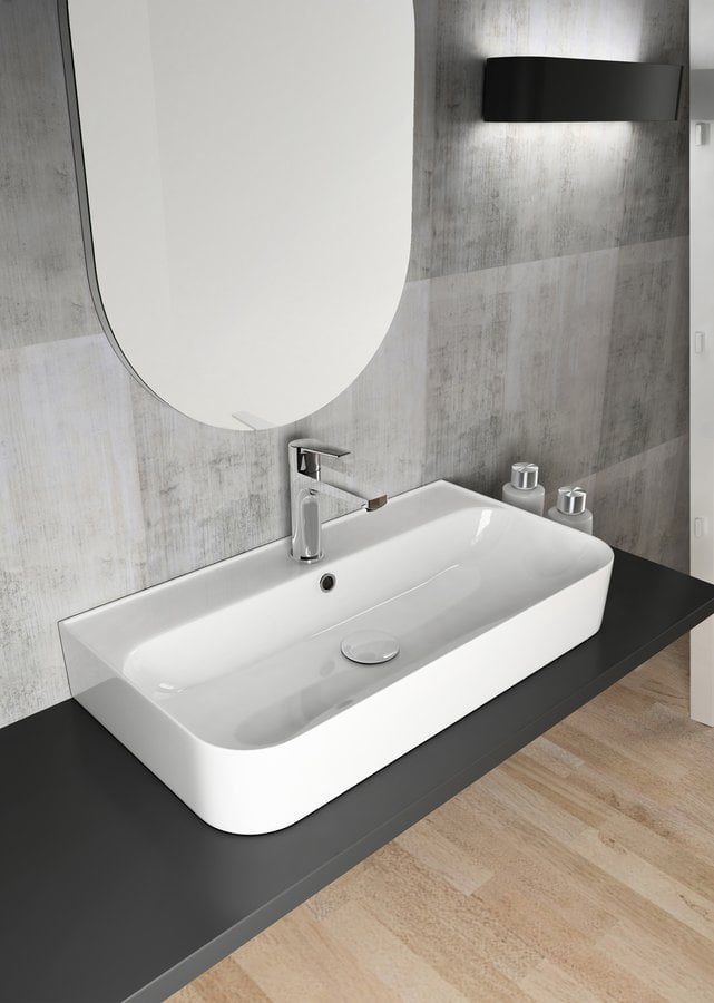 SISTEMA U umywalka ceramiczna 70x38 cm kolor biały - obrazek 2