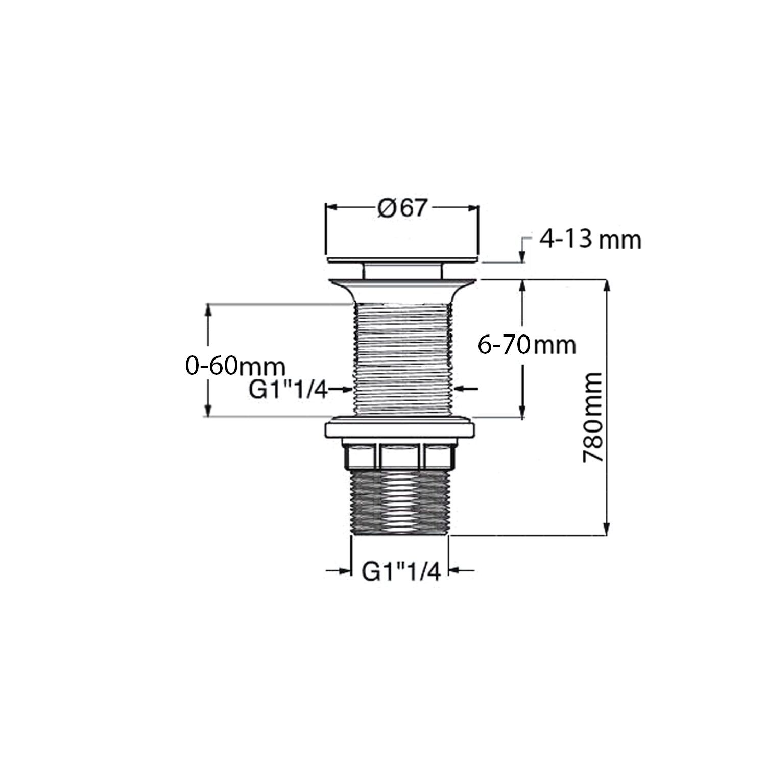 Korek umywalkowy 5/4“ klik-klak wys. 0-60mm grzybek ceramiczny czarny mat Korek umywalkowy 5/4“ klik-klak wys. 0-60mm grzybek ceramiczny czarny mat