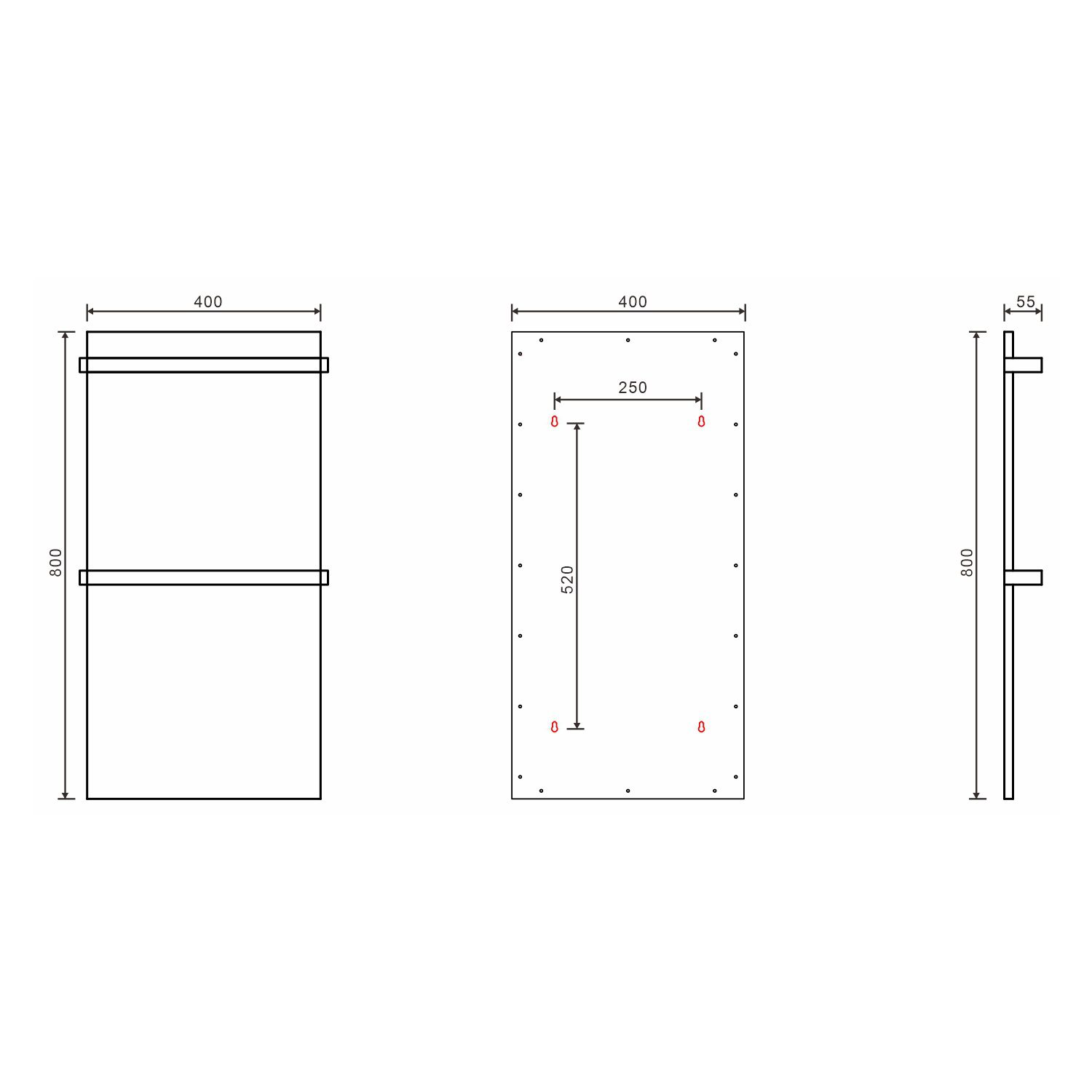 ELMIS elektryczna suszarka na ręczniki 400x800mm 120W aluminium czarny mat ELMIS elektryczna suszarka na ręczniki 400x800mm 120W aluminium czarny mat