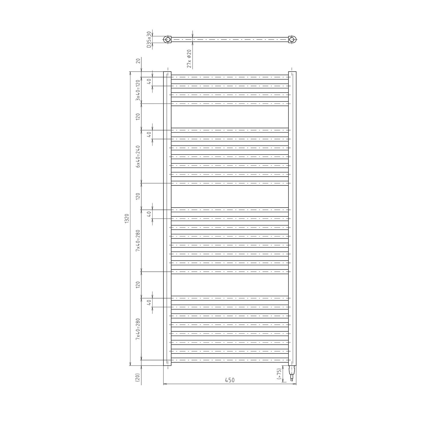 DIRECT-E grzejnik elektryczny 450x1320 mm 400 W biały DIRECT-E grzejnik elektryczny 450x1320 mm 400 W biały