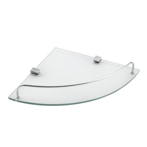 RUMBA półka szklana narożna 250x42x250mm szkło czyste/chrom