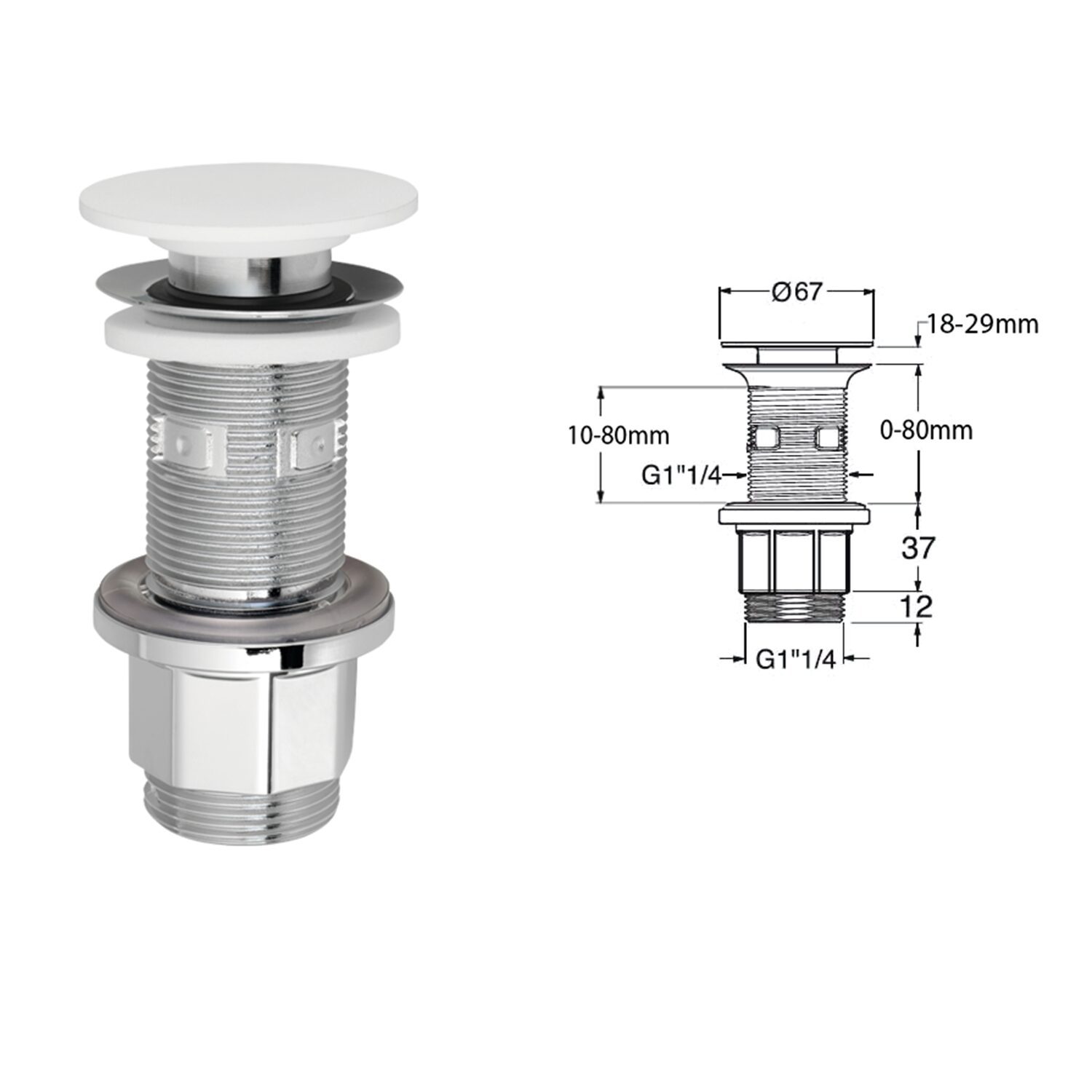 IMPALA korek umywalkowy 5/4'' klik-klak Rockstone biały mat IMPALA korek umywalkowy 5/4'' klik-klak Rockstone biały mat