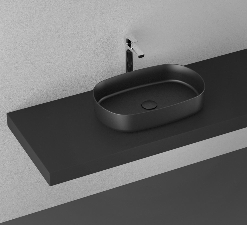 INFINITY OVAL umywalka ceramiczna nablatowa 55×36 cm czarny mat - obrazek 5
