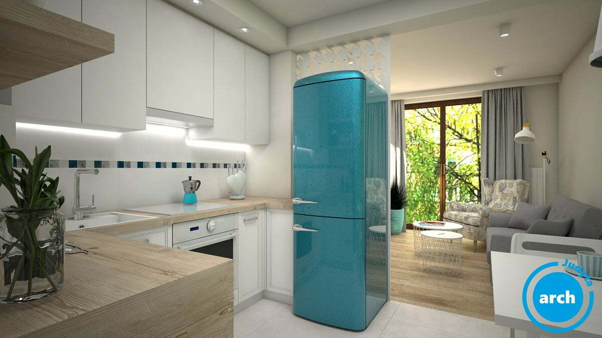 085.-kuchnia-biala-retro-angielska-tapeta-w-liscie-niebieska-lodowka-kitchen-white-vintage-english-wallpaper-leaves-baby-blue-fridge