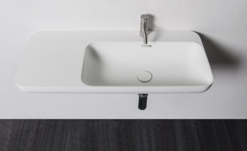 NIAGARA umywalka 90x14x40 cm, półka w lewo, biały mat