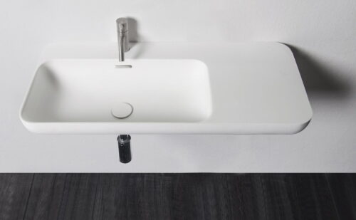 NIAGARA umywalka 90x14x40cm, półka w prawo, biały mat