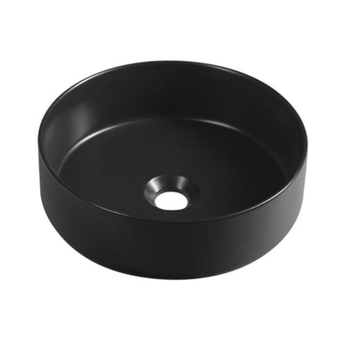 INFINITY ROUND umywalka ceramiczna na blat, Ø36x 12 cm, czarny mat