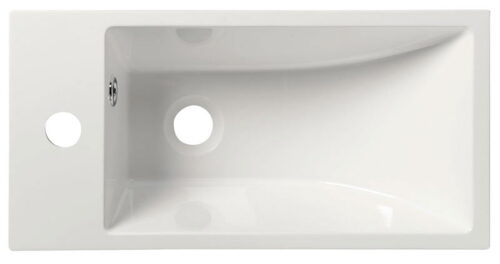 ARIANA umywalka kompozytowa 50x10x25 cm, biała, bateria po lewej stronie