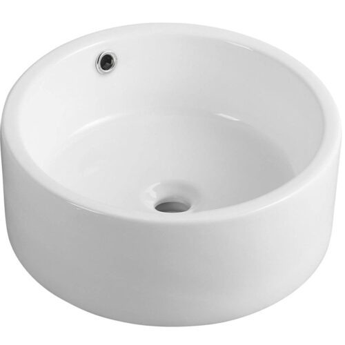 Umywalka nablatowa ceramiczna okrągła 42x17 cm biała