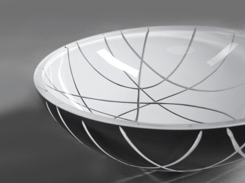MURANO LINEA umywalka szklana okrągła 40x14cm, czarna/biała