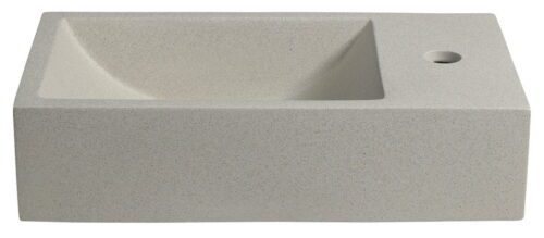 CREST R umywalka betonowa, z korkiem, 40x22 cm, biały piaskowiec