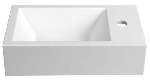 AMAROK umywalka kompozytowa 40x11x22cm, biała, bateria z prawej strony