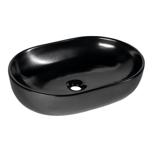 CALEO umywalka ceramiczna nablatowa, 60x42x14 cm, czarny mat