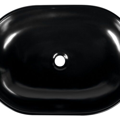CALEO umywalka ceramiczna nablatowa, 60x42x14 cm, czarny mat