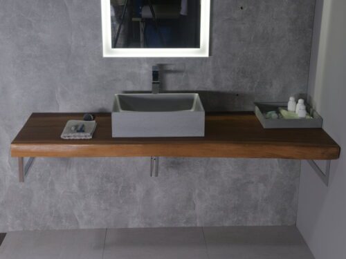FORMIGO umywalka betonowa, 47,5x14x36,5 cm, szara