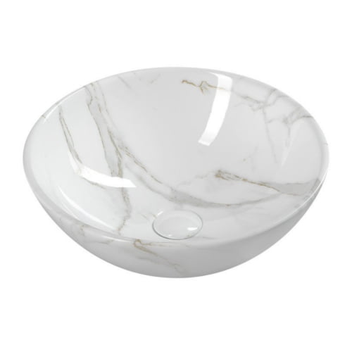 DALMA umywalka ceramiczna 58,5x39x14, biały marmur
