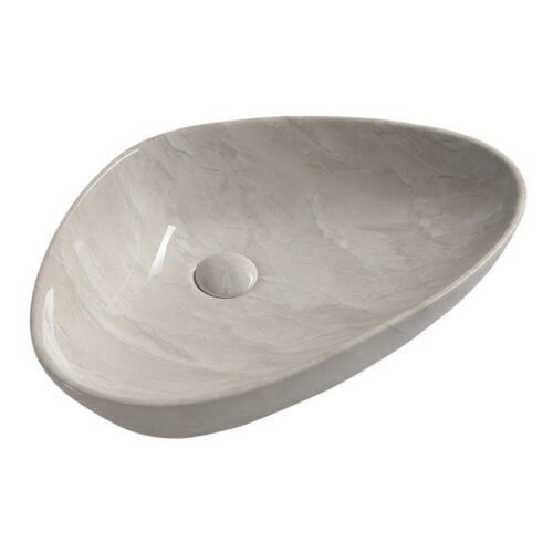 DALMA umywalka ceramiczna 58,5x39x14, beżowy marmur