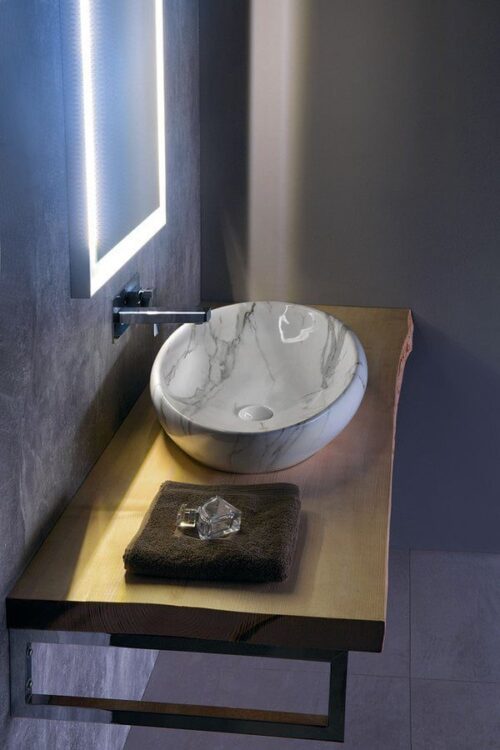 DALMA umywalka ceramiczna 68x44x16,5, biały marmur