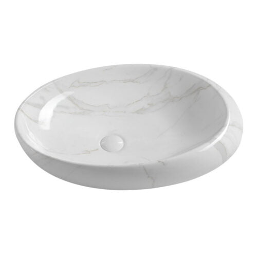 DALMA umywalka ceramiczna 68x44x16,5, biały marmur