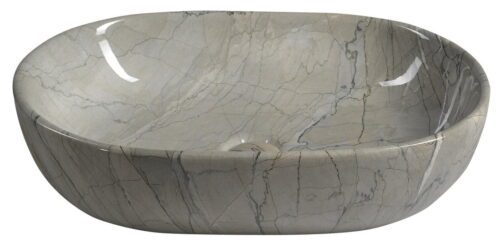 DALMA umywalka ceramiczna 59x42x14 cm szary marmur