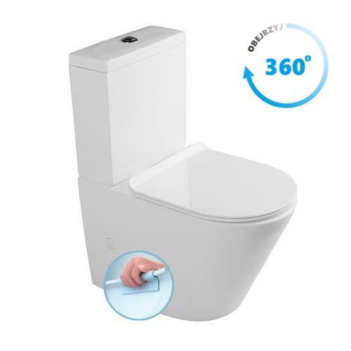 PACO RIMLESS kompakt WC ze spłuczką z deską Soft Close, uniwersalny