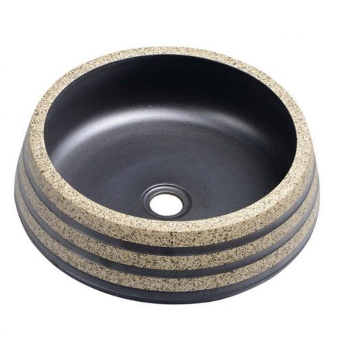 PRIORI umywalka ceramiczna, średnica 41cm, 15cm, czarny/kamień