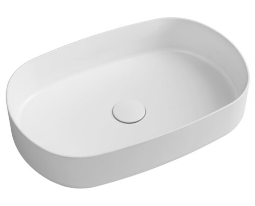 INFINITY OVAL umywalka ceramiczna nablatowa 55x36 cm biały mat