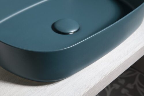 INFINITY OVAL umywalka ceramiczna nablatowa 55x36 cm Turkusowa/Zielona