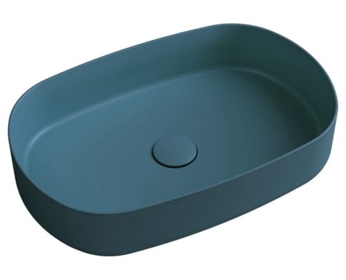 INFINITY OVAL umywalka ceramiczna nablatowa 55x36 cm Turkusowa/Zielona