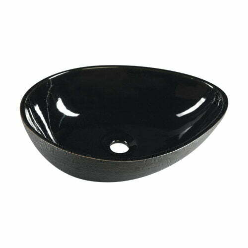 PRIORI umywalka ceramiczna nablatowa czarna 51x38 cm