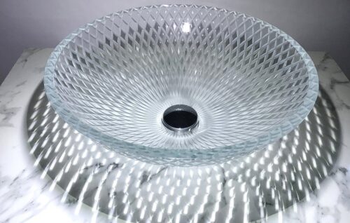PUKETA umywalka szklana średnica 42 cm przezroczysta
