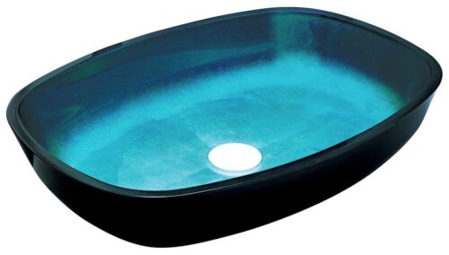 KVAORE umywalka szklana 54x40 cm kolor turkusowy/czarny