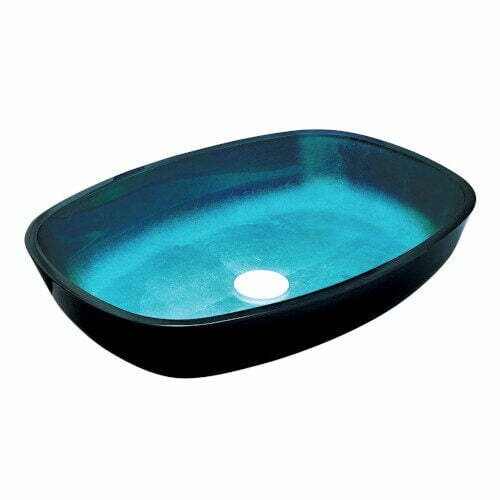KVAORE umywalka szklana 54x40 cm kolor turkusowy/czarny