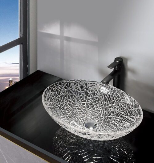 PURUS umywalka szklana 50x36 cm przezroczysta