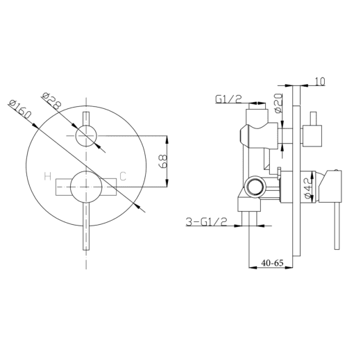 KAI zestaw prysznicowy podtynkowy z baterią podtynkową 2-funkcyjna czarny mat