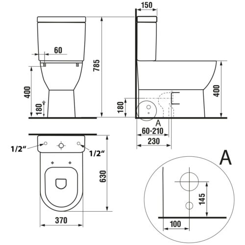 JALTA RIMLESS kompakt WC ze spłuczką z deską WC uniwersalny