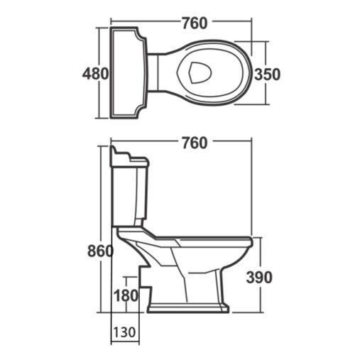 ANTIK kompakt WC miska + spłuczka + mechanizm spłukujący + deska WC biel/chrom