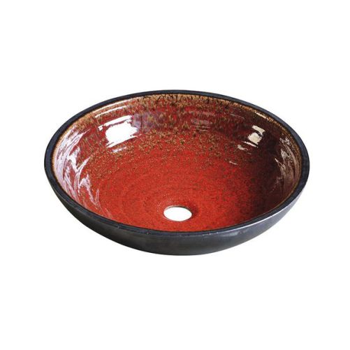 ATTILA umywalka ceramiczna, średnica 43 cm, pomidorowo/naftowa