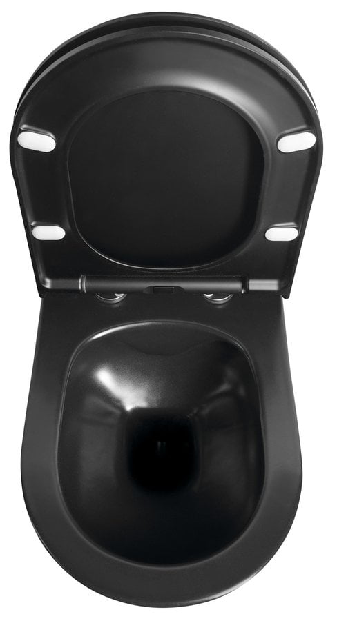 AVVA miska WC wisząca Rimless ze stelażem podtynkowym i przyciskiem SCHWAB czarny mat