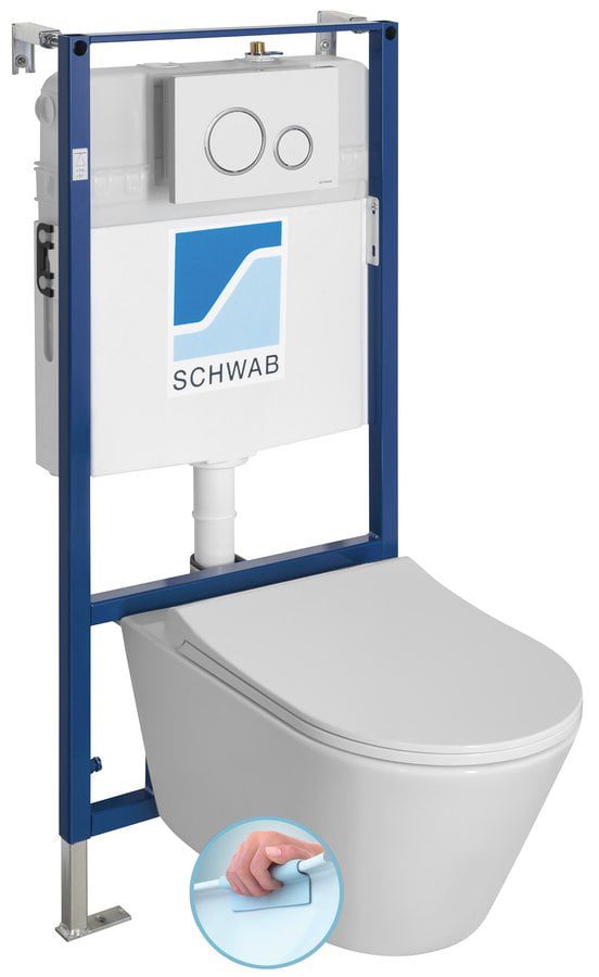 AVVA miska WC wisząca Rimless ze stelażem podtynkowym i przyciskiem SCHWAB biała AVVA miska WC wisząca Rimless ze stelażem podtynkowym i przyciskiem SCHWAB biała